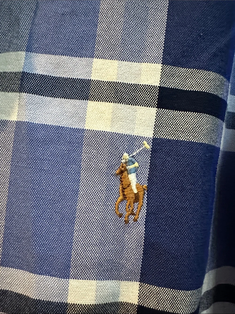 Polo by Ralph Lauren Blue and White Plaid Button-Down Shirt